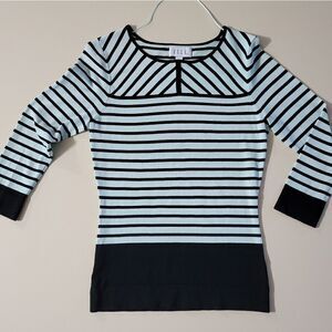 Elle Light Aqua & Black Stripe Sweater